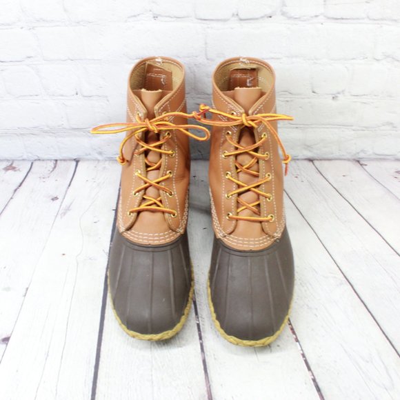LL BEAN 8 Inch Unlined Brown Leather Duck Bean Boots Size 10 M - Picture 5 of 9